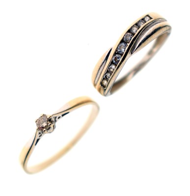 Lot 46 - 18ct white gold single stone diamond ring and a 9ct white gold cubic zirconia ring