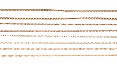 Lot 132 - Group of four 9ct fine chains