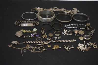 Lot 303 - Assorted silver, white metal and other jewellery and a silver spoon 93g