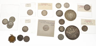 Lot 458 - Assorted silver coinage to include a George III silver sixpence 1762 & 1820, etc