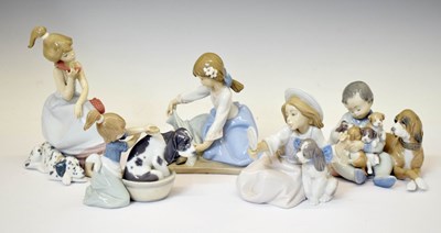 Lot 655 - Lladro - Five porcelain figure groups