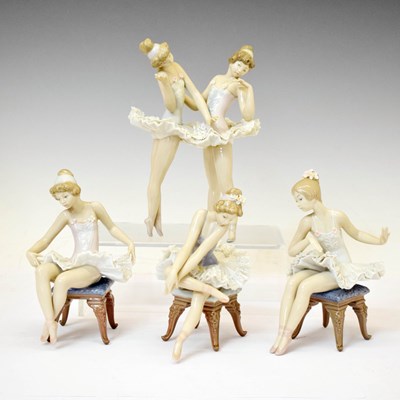 Lot 664 - Lladro - Four porcelain ballerina figures