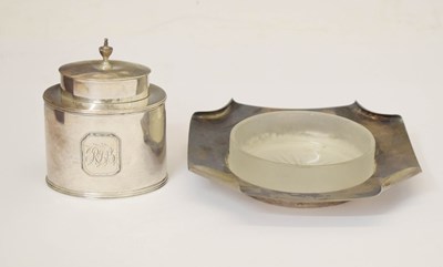 Lot 361 - Late Victorian silver and cut glass butter dish, and a George III silver tea caddy