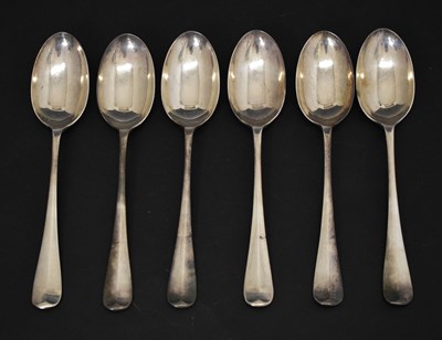 Lot 400 - Set of six Edward VIII silver Old English pattern tablespoons