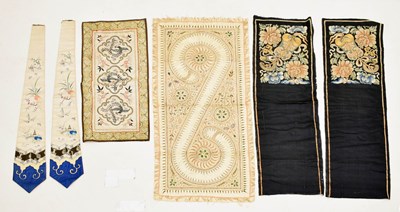 Lot 665 - Small collection of Chinese silk panels, etc