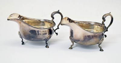 Lot 420 - Pair of George V silver sauce boats