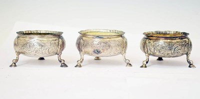Lot 359 - Set of three George II silver salts