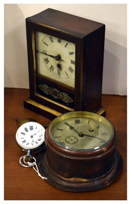 Lot 531 - Ships bulkhead clock, mantel clock and one other