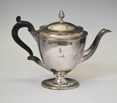 Lot 427 - George III silver hot water jug of oval form