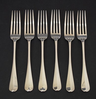 Lot 407 - Matched set of six George V silver Old English pattern dessert forks