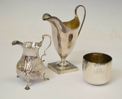 Lot 391 - George III silver helmet cream jug, etc