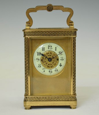 Lot 758 - Early 20th century gilt metal cased carriage timepiece