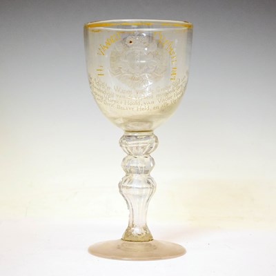 Lot 285 - Dated late 18th century Dutch political interest engraved glass goblet