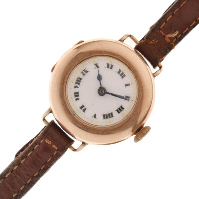 Lot 338 - Lady's 1920s 9ct rose gold cased wristwatch