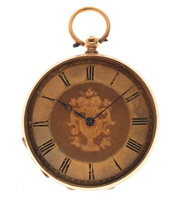Lot 347 - Early 20th century continental 18K yellow metal cased open face pocket watch