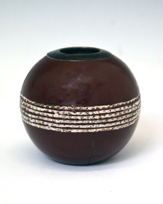 Lot 304 - Late Victorian Doulton Lambeth novelty match pot in the form of a cricket ball