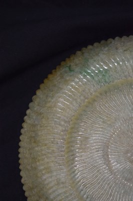 Lot 323 - Chinese celadon jade 'Chrysanthemum' dish