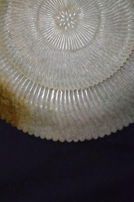 Lot 323 - Chinese celadon jade 'Chrysanthemum' dish