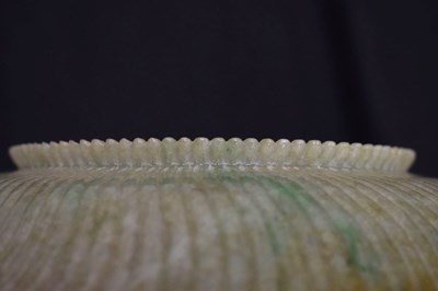 Lot 323 - Chinese celadon jade 'Chrysanthemum' dish