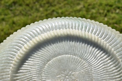 Lot 323 - Chinese celadon jade 'Chrysanthemum' dish