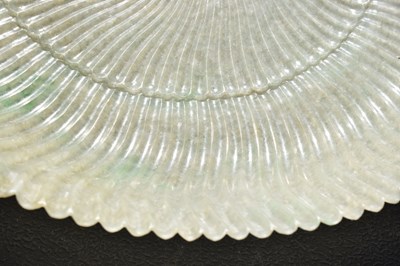 Lot 323 - Chinese celadon jade 'Chrysanthemum' dish