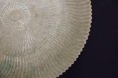 Lot 323 - Chinese celadon jade 'Chrysanthemum' dish