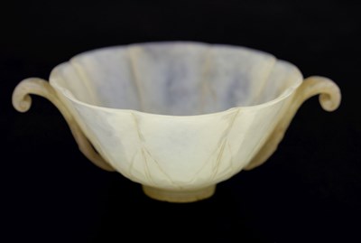 Lot 322 - Chinese carved celadon jade lotus bowl