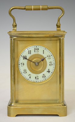Lot 756 - Early 20th century gilt metal cased carriage timepiece