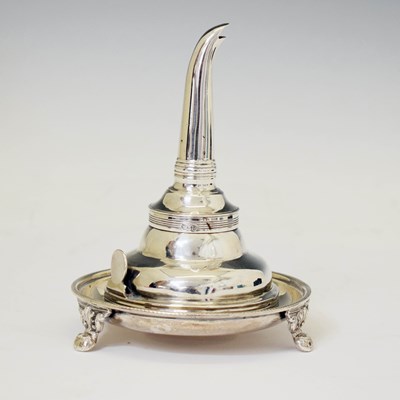 Lot 107 - George III silver wine funnel with later stand