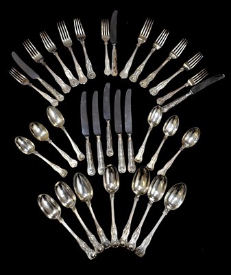 Lot 126 - Matched set of silver King's pattern flatware