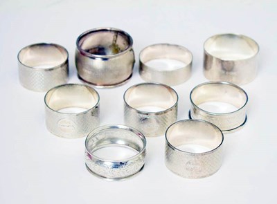 Lot 395 - Set of four Elizabeth II silver napkin rings