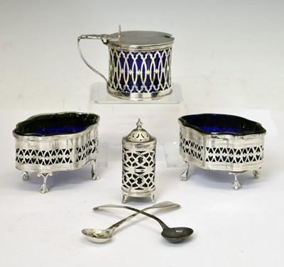 Lot 118 - Early 20th century salts, and Edwardian drum mustard pot