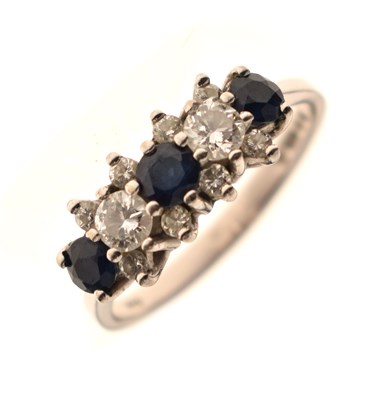 Lot 14 - Diamond and sapphire 18ct white gold ring