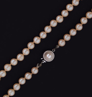 Lot 149 - Cultured pearl necklace, 14ct white gold clasp
