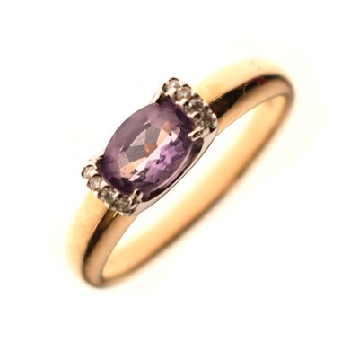 Lot 42 - Amethyst and diamond 14ct gold ring