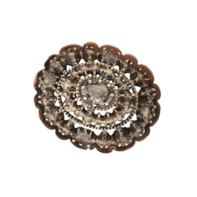 Lot 87 - Indian rose gold and silver diamond tiered brooch