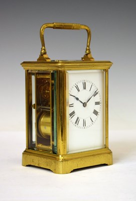 Lot 437 - French brass cased repeater carriage clock