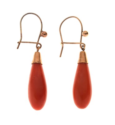 Lot 222 - Victorian coral drop earrings