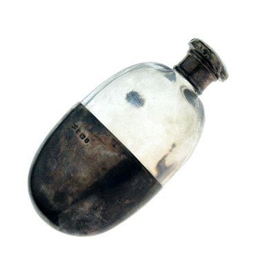 Lot 369 - Victorian clear glass and silver mounted hip flask with detachable silver cup