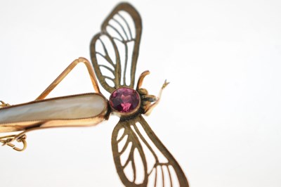 Lot 36 - Art Nouveau red tourmaline and baroque brooch