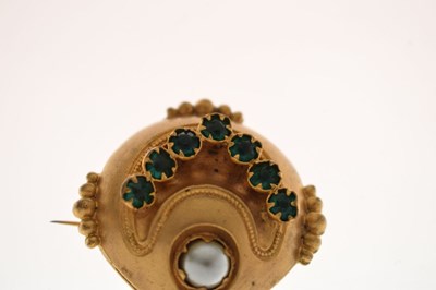 Lot 59 - Early Victorian paste and simulated pearl gilt earrings and brooch suite