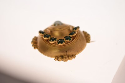 Lot 59 - Early Victorian paste and simulated pearl gilt earrings and brooch suite