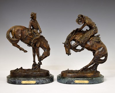 Lot 238 - After Frederick Remington (American, 1861-1909) - Two bronzes - Outlaw & Rattlesnake