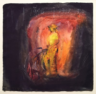 Lot 472 - Kurt Jackson (b. 1961) – Watercolour heightened with white on paper – Tin Miner, South Croft Tin Mines
