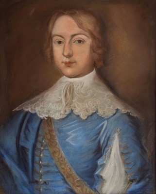 Lot 394 - Late 18th century pastel portrait of a young gentleman in blue jacket