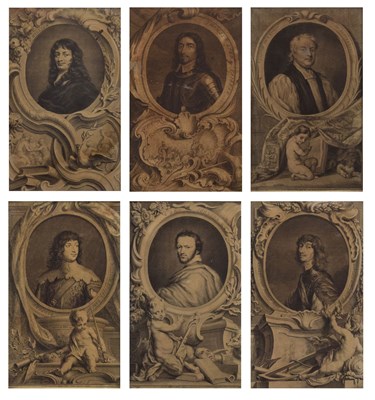 Lot 387 - After Jacobus Houbraken (Dutch,1698-1780) - Six framed engravings