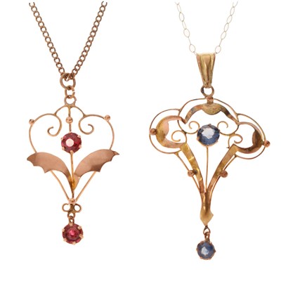 Lot 122 - Two Art Nouveau gem-set pendants