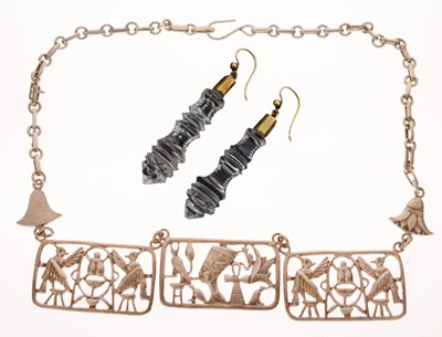Lot 283 - Egyptian silver panel necklace