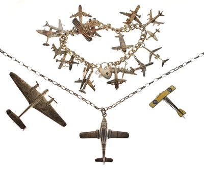 Lot 287 - Collection of various silver aeroplane jewellery