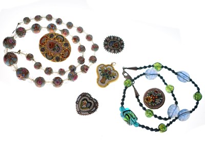 Lot 294 - Group of Italian micromosaic and glass jewellery